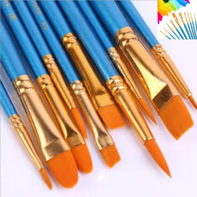 10x Art Paint Brushes Watercolour Paint Brush Set Artist Paint Brushes Oil Paint