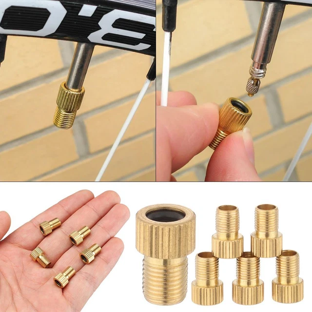 Adaptateur de valve de vélo convertisseur Presta vers Schrader en alliage d'aluminium avec bague d'étanchéité en caoutchouc, pompe à air de buse d'air vélo de course sur route vélo VTT