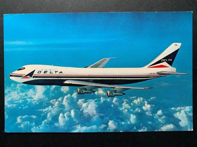 Postcard Delta Airlines Boeing 747 Aircraft - Aviation Superjet