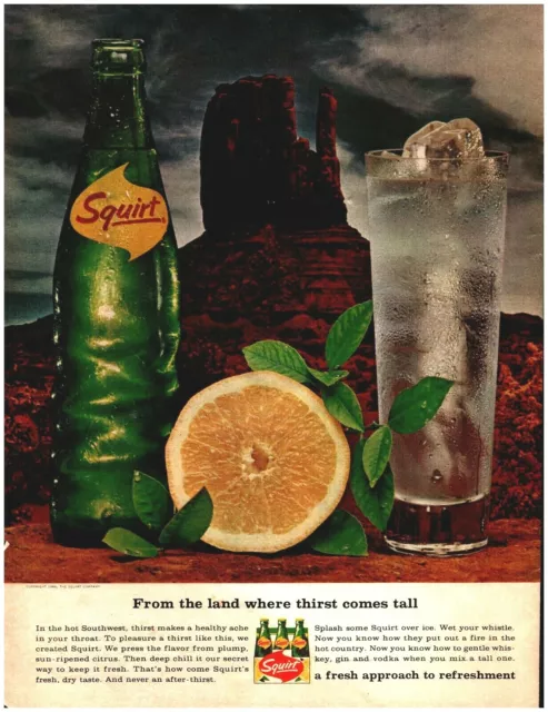 1966 Squirt Soda Vintage Print Ad From The Land Where Thirst Comes Tall
