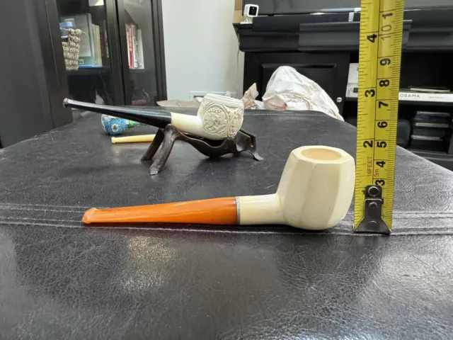 3 Antique Pipe, 1 Cigarette Holder, One Pipe Stand