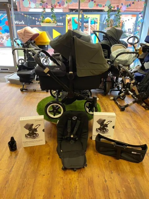 Bugaboo donkey 2 Duo- NEW forest Green Hood Conopy -Professionally Restored