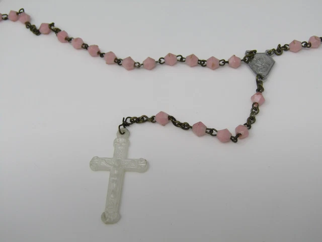 Vintage Christian Catholic Rosary: Pink Beads Classic Design