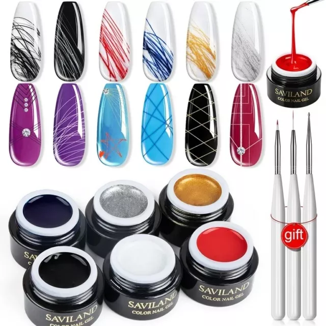 Kit/ Set/ Juego De Esmaltes De Uñas En Gel con Purpurina 6 Colores 3 Pínceles.