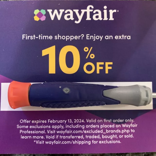 WAYFAIR 10 OFF Coupon Code Expires 2/13/24 FIRST TIME SHOPPER 2.50