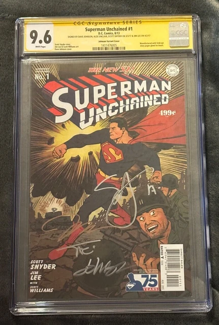 Superman Unchained #1 CGC SS 9.6 Johnson Variant SIGNED x4 Lee Snyder Sinclair