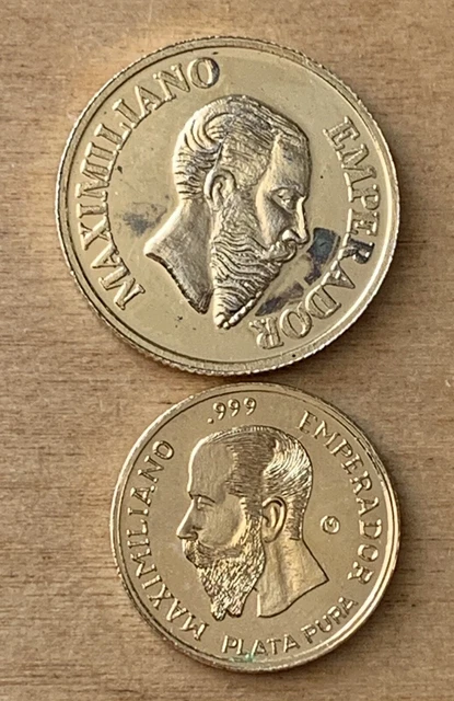 Maximiliano Emperador Mexico COPPER-ALUMINIO-BRONCE restrike LOT2 Circulated Maximiliano Emperador Mexico COPPER-ALUMINIO-BRONCE restrike LOT2 Circulated