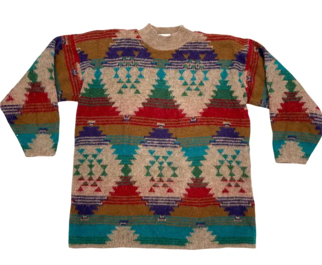 Vintage Needles & Yarn Southwest Aztec Navajo Geometric Pattern Sweater