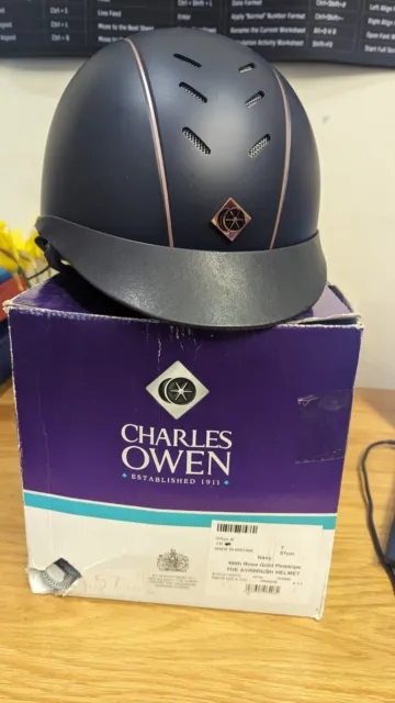 Charles Owen Ayrbrush helmet Navy with Rose Gold Pinstripe 7 - 57cm