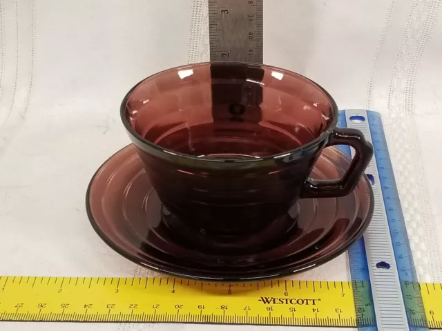 Hazel Atlas Moroccan Amethyst Moderntone Flat Tea Cup & Saucer Purple