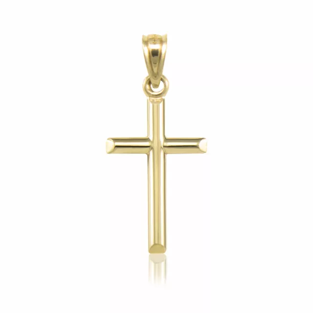 14K Yellow Gold Cross Pendant - Latin Crucifix Polished Necklace Charm Women Men