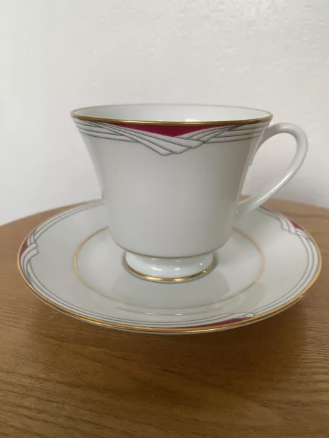 R C Noritake Bone China Tea Cup & Saucer. Equator Design Art Deco