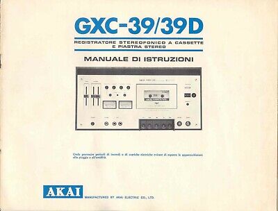 Manuale d'uso per registratore a cassette Akai GXC-39/39D Lingua Italiana 