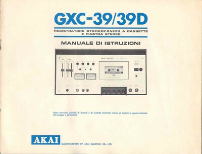 Manuale d'uso per registratore a cassette Akai GXC-39/39D Lingua Italiana 