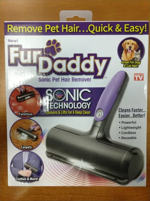 Fur Daddy Cordless Sonic Pet Hair Remover for Dogs/Cats Microfiber Bristles E3C