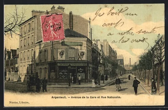 CPA Argenteuil, Avenue de la Gare et Rue Nationale