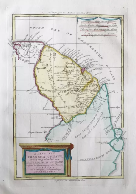 French Guinea South America Südamerika map Karte carte Bachiene engraving 1785