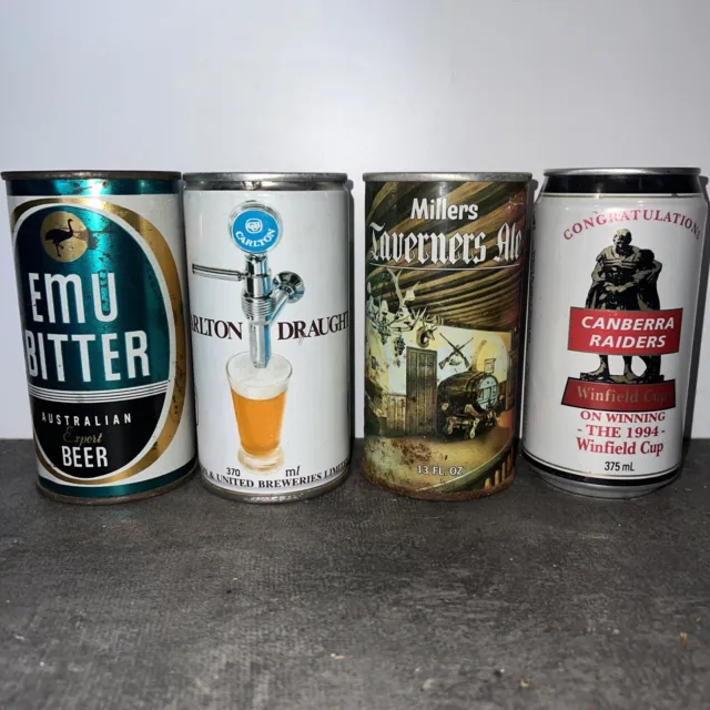 Carlton Draught 26.2/3 Fl.Oz Flat Top Steel Beer Can - Millers Ale - Emu Bitter