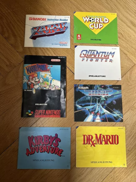 7 Nintendo NES Anleitungen Gradius (farbig selten) Xevious Dr. Mario Kirby etc.