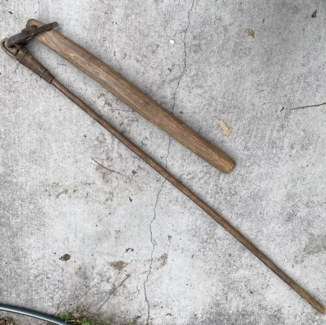 Antique Primitive Wood Farm Grain Flail Threshing Tool