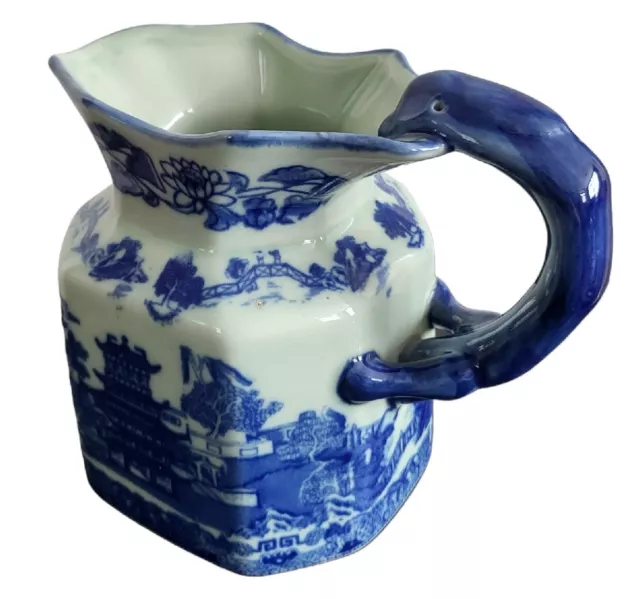 Vintage Blue & White Willow Jug Small Pitcher