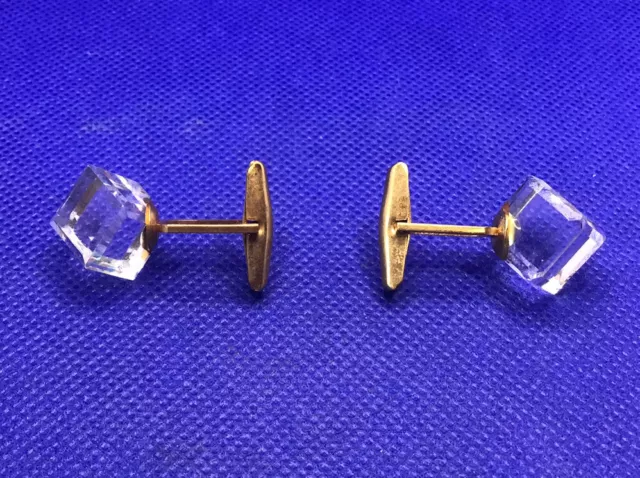 HARVEY AVEDON Vintage CUFFLINKS Iridescent Unique Crystal 1950's RARE 2