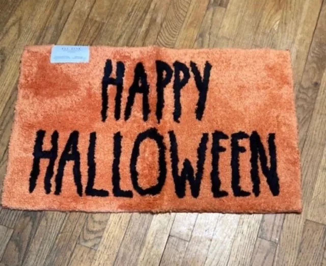 Rae Dunn Orange & Black Halloween Bathroom Bath Mat Rug Decorations