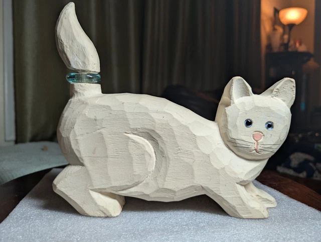 JAMES HADDON SIGNED Folk Art Cat Figurine Set of 2 $38.95