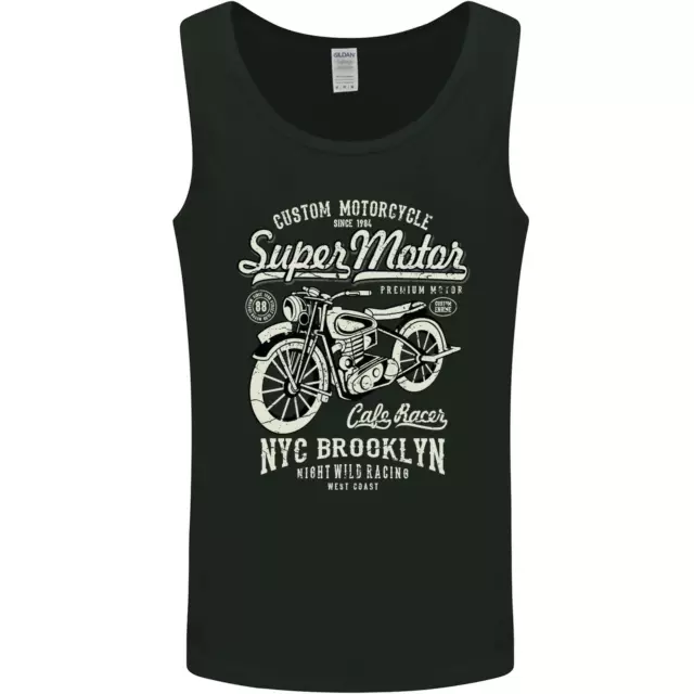 Super Motor Cafe Racer Motorcycle Biker Mens Vest Tank Top