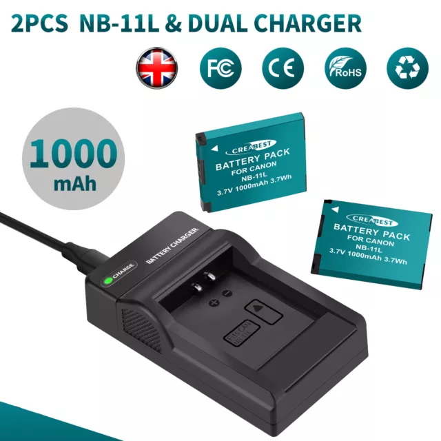 2x NB-11L NB-11LH Battery + Charger For Canon PowerShot SX430 SX400 IS A3500 IXY