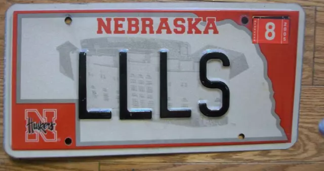 Single Nebraska License Plate - 2005 - Llls - Unl Cornhuskers - Go Big Red