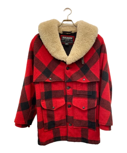 FILSON DOUBLE MACKINAW Cruiser Packer Coat Red Plaid Check S Size Made