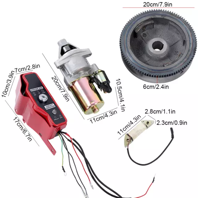 For Honda GX390 Electric Start Kit inc FlyWheel Starter Motor Switch Box