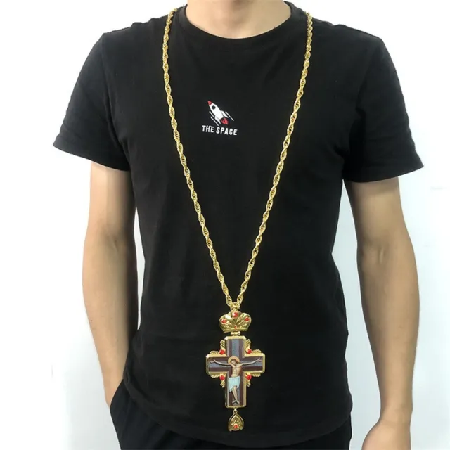 Orthodox Pectoral Vintage Cross Pendant Necklace Crucifix Jesus Catholic Prayer