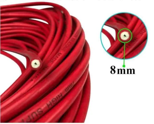 Silicone Ignition Lead RED 8mm HT Cable with Carbon Core and High Suppression