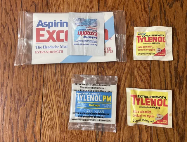 NOS Sealed VTG 1992 Tylenol PM & Extra Strength Excedrin Aspirin Gelcap Samples