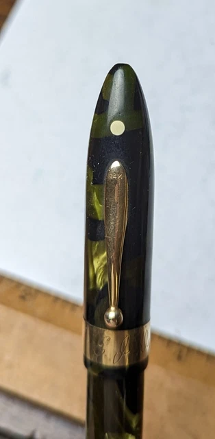 Sheaffer 14k Autograph Oversize Balance Green vintage fountain pen solid gold 10