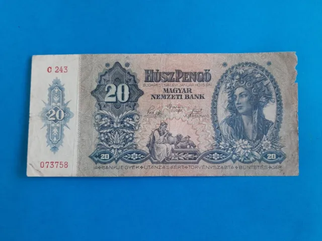 1 x 20 Pengö Ungarn / Geldschein Banknote von 1941 *