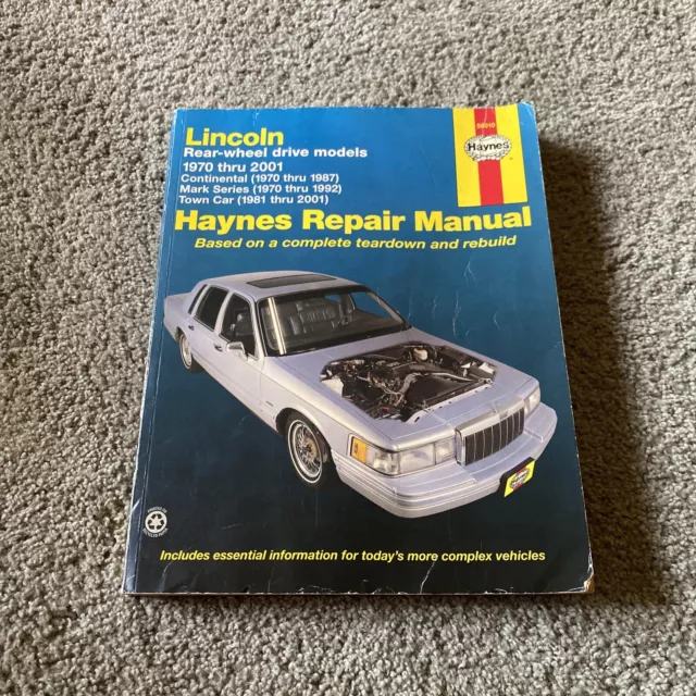 Haynes Repair Manual Lincoln Rear Wheel Drive (1970-2001)