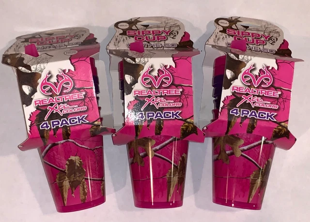 3 Realtree Xtra Colors Purple Pink Sippy Girls Childs Cups, 7oz 4 PACK Baby NEW