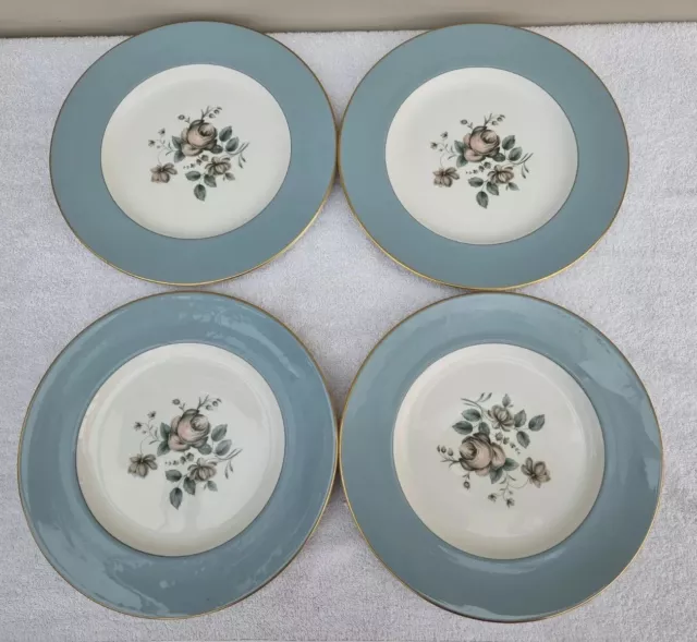 4 x Royal Doulton Rose Elegans 10.5" Dinner Plates. English Translucent China.