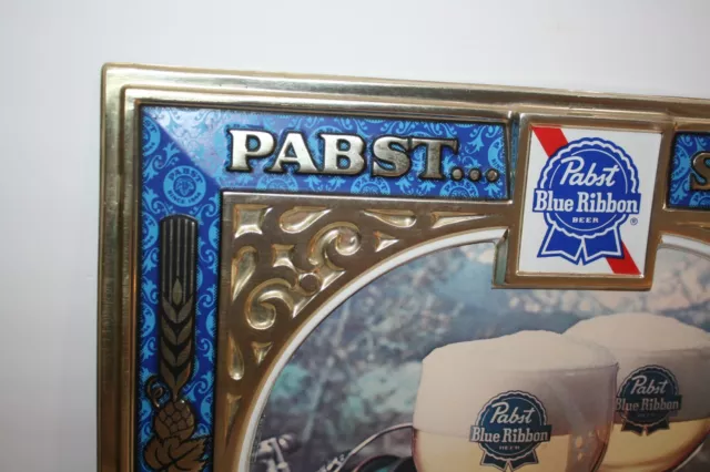 Rare Vintage Pabst Blue Ribbon Beer On Draught Fishing Beer Sign Rod Reel Lures 3