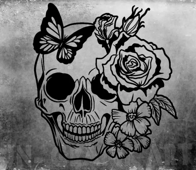 Totenkopf Skull Oldschool Aufkleber Auto Style Sticker JDM Bike Lkw Tattoo Rose