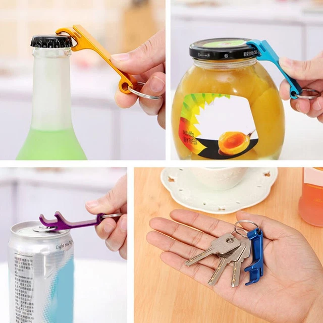 Portable 4 in 1 Bottle Opener Chain Keyring Keychain Metal Bar Beer AU D7C0