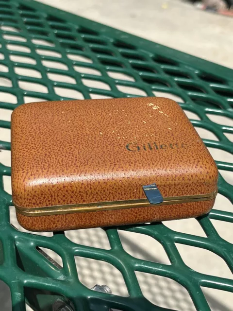 Vtg GILLETTE Gold Aristocrat Shaving Razor/case
