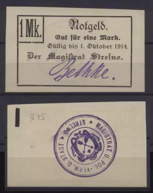 [24295] - NOTGELD STRELNO (heute: Strzelno), Stadt, 1 Mark, -01.10.1914. Dießner