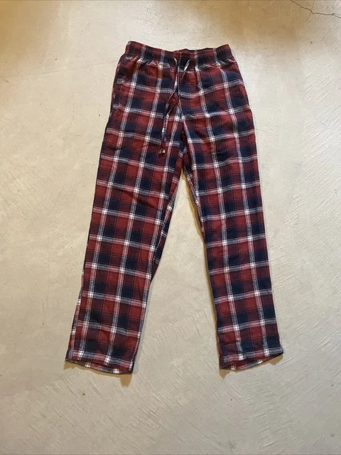 Croft & Barrow Sleep Pants Red Blue Plaid Fleece Lounge Soft Men's Size Small