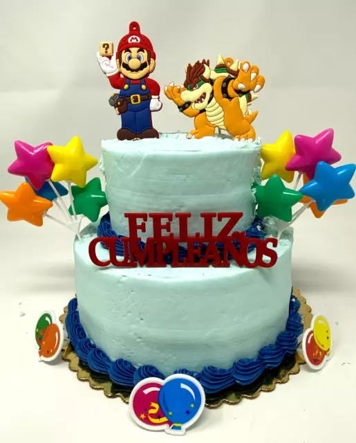 Mario y Bowser Feliz Cumpleanos Topper de Pastel ~ 100% NUEVO BRAND NEW