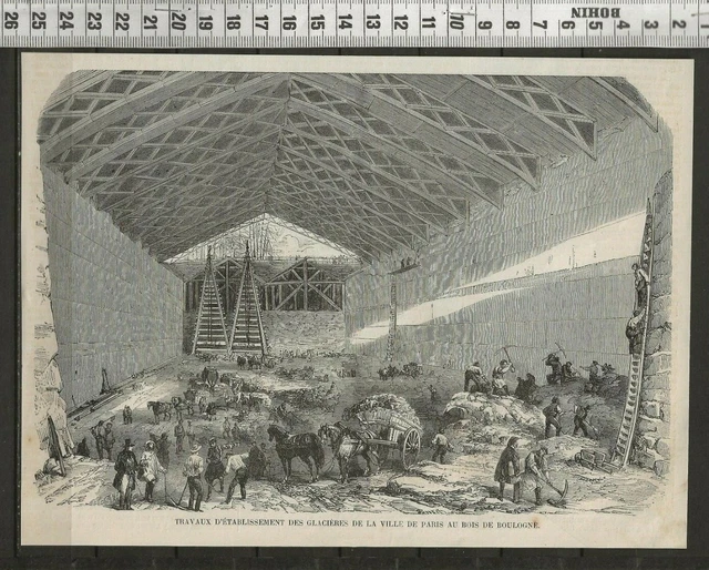 G322 / Gravure 1858 /   Travaux D Etablissement Des Glacieres  Ville De Paris
