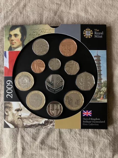 Royal Mint 2009 Brilliant Uncirculated Coin Set inc KEW GARDENS 50p